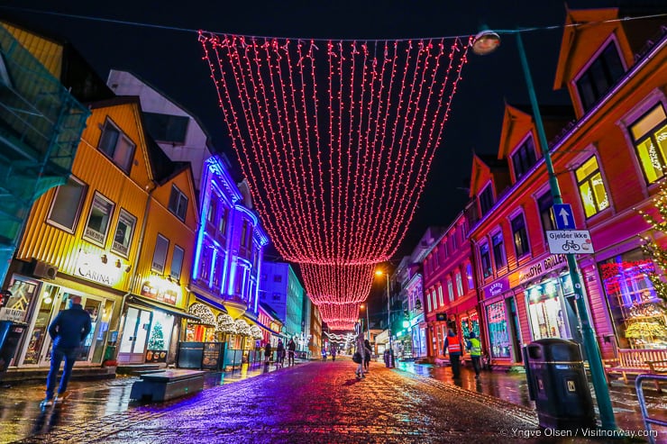 Streets in Tromso at Christmas