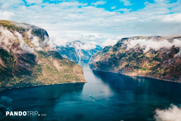 Aurlandsfjord, a part of Sognefjord from Stegastein viewpoint, Norway