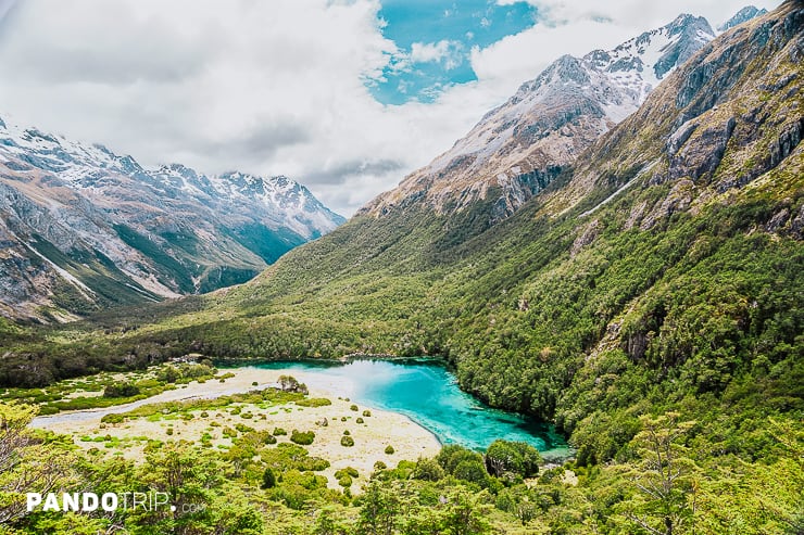 Aerial view of Blue Lake or Rotomairewhenua, Nelson Lakes National Park, New Zealand