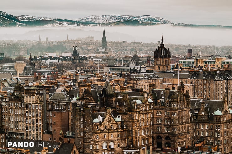 Edinburgh view in winter from Nelson monument