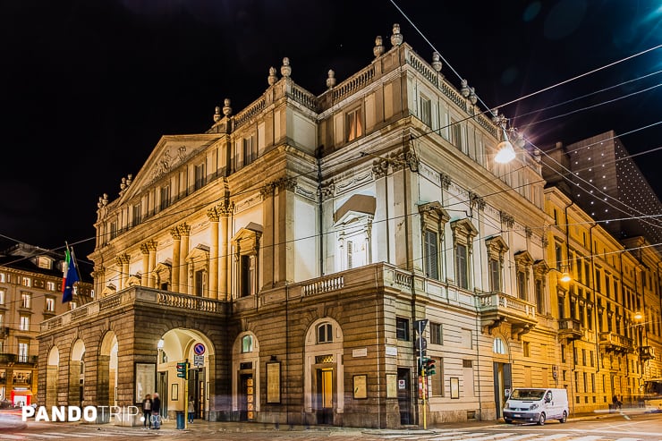 La Scala opera house in Milan at night
