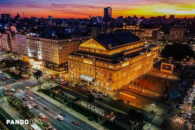 Teatro Colon at night