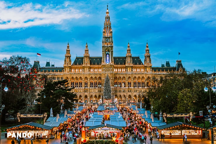 Christmas Market Vienna at Vienna Town Hall in December