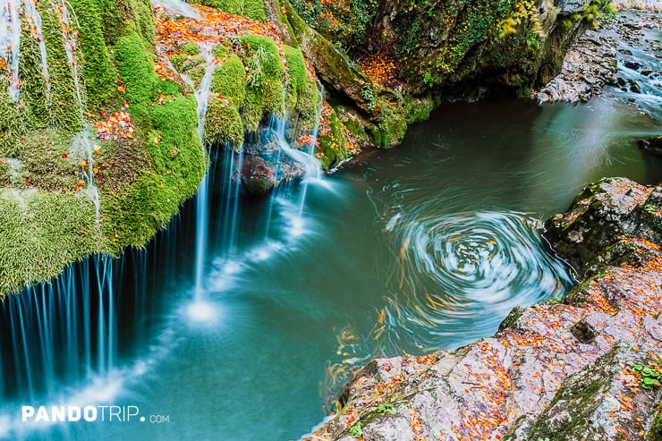 Down view of Bigar Waterfall in Romania