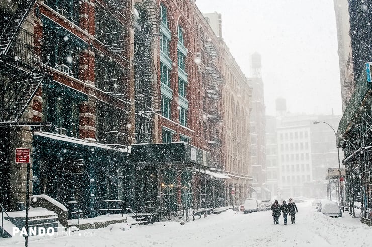 Snowy street in New York City