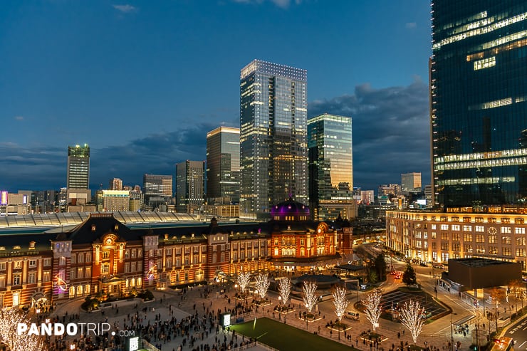 Tokyo station at Marunouchi business district in winter