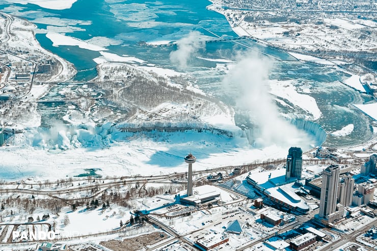 Aerial view of Niagara Falls during Winter