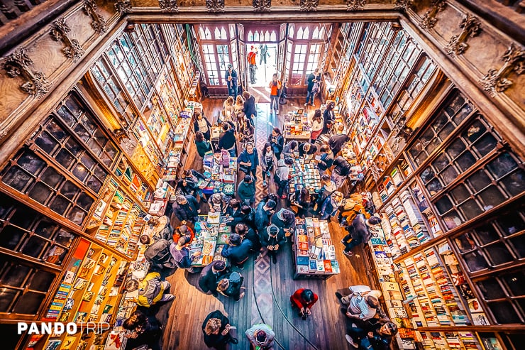 The ground floor of Livraria Lello bookstore