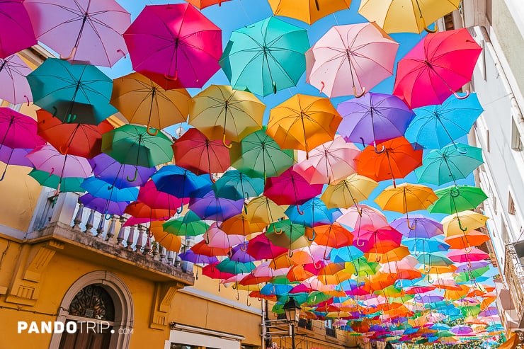 Umbrella Street in Agueda, Portugal