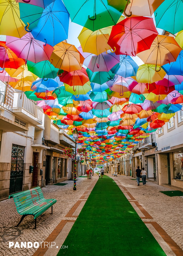 Umbrella Street in Agueda, Portugal