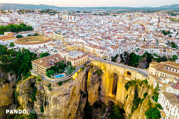 Aerial View of Bridge Puente Nuevo in Ronda, Spain