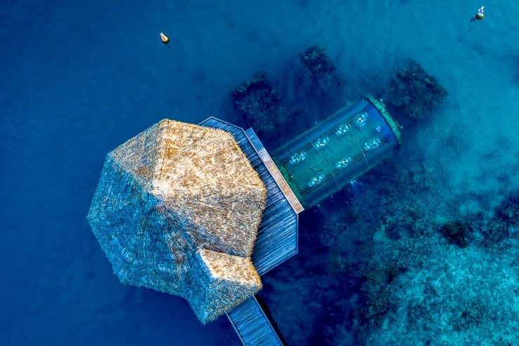 Aerial view of Ithaa Undersea restaurant