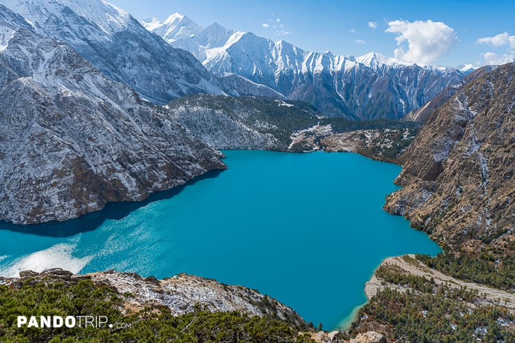 Aerial view of Phoksundo lake