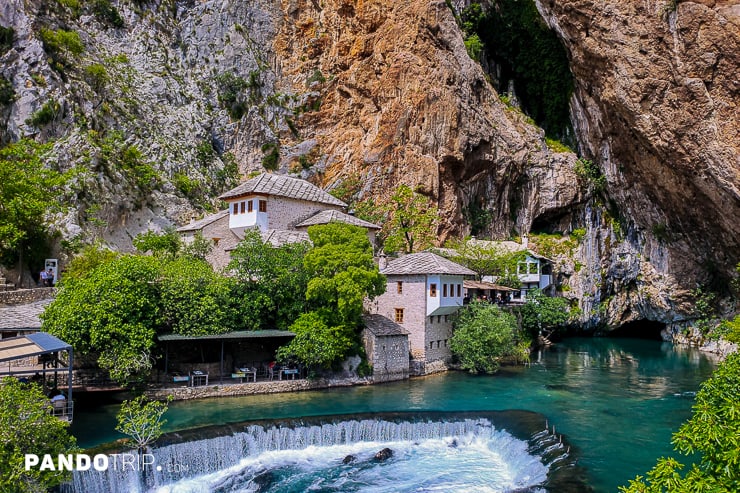 Cliffs, cave and greenery at Vrelo Bune