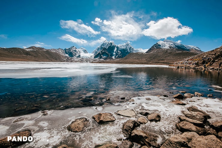 Frozen Gurudongmar Lake at the start of Teesta River