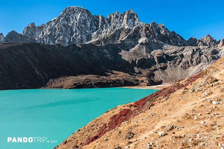 Phari Lapcha soaring above Gokyo Cho, also known as Dudh Pokhari