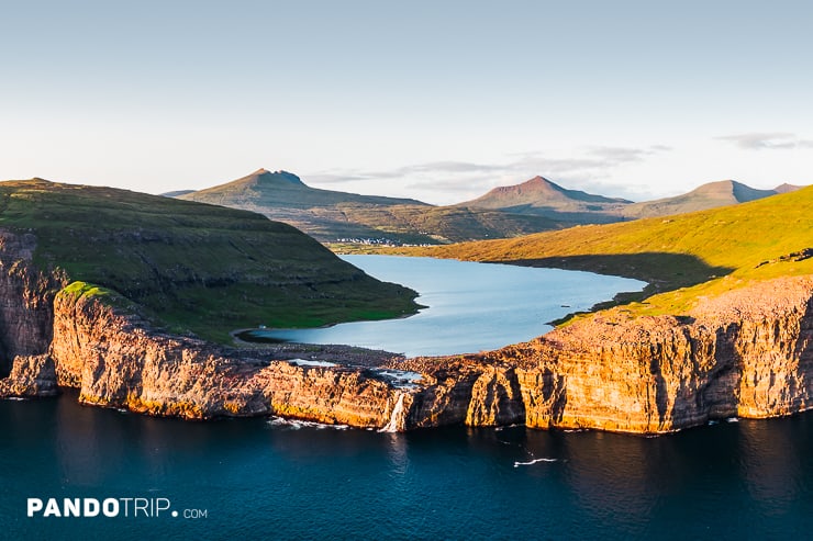 Sorvagsvatn lake on cliffs, Faroe Islands