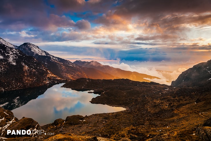 Sunset over Gosaikunda Lake