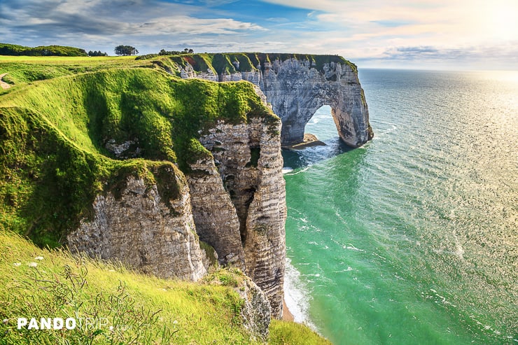 Towering white cliff in Etretat, France