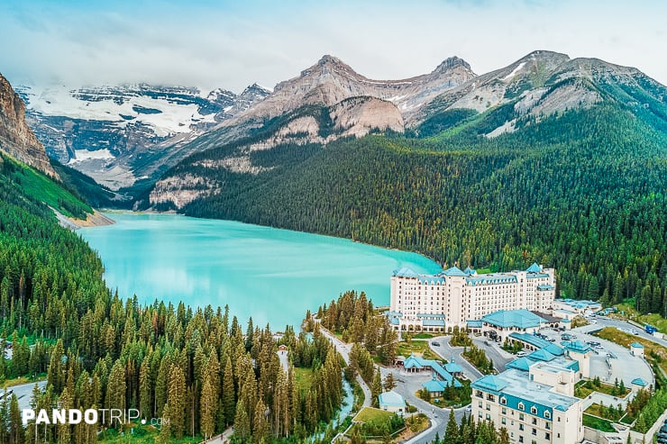 Aerial view of Lake Louise