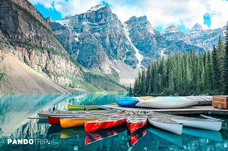 Canoes on Moraine lake