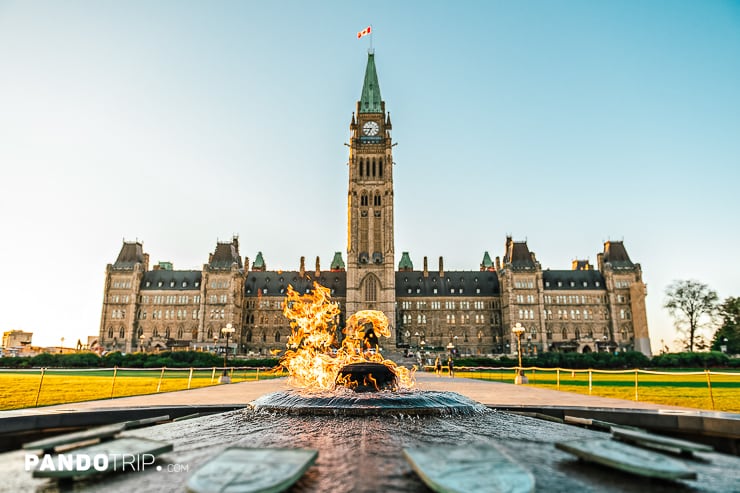 Ottawa Parliament Hill with Centennial Flame