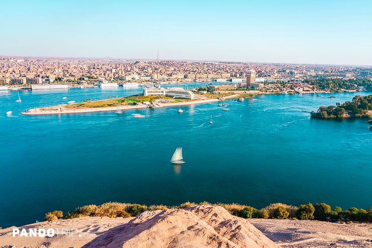 Aerial view of Aswan and Nile River