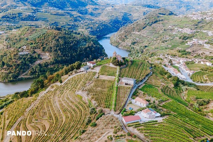 Aerial view of Douro Valley with Douro River