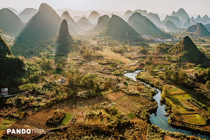 Aerial view of Li River