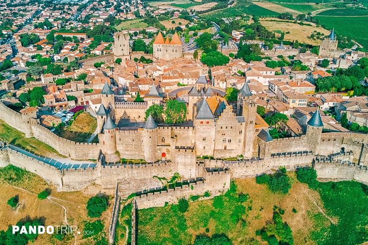 Aerial view of Medieval City Carcassonne