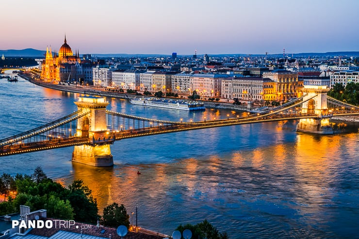 Chain Bridge and Danube River in Budapest