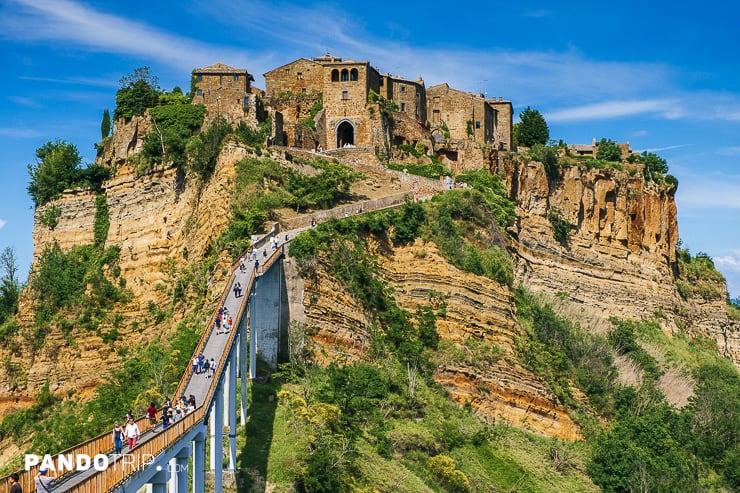 Civita di Bagnoregio with a connecting bridge