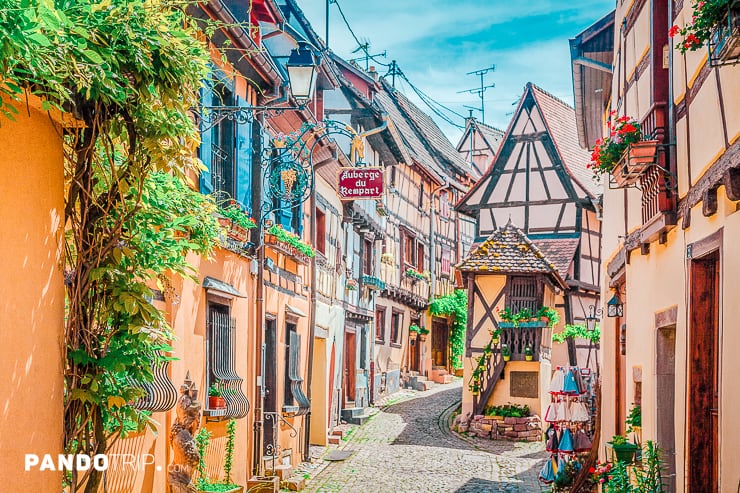 Cobblestone lane in Eguisheim