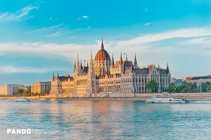 Hungarian parliament on the eastern bank of the Danube