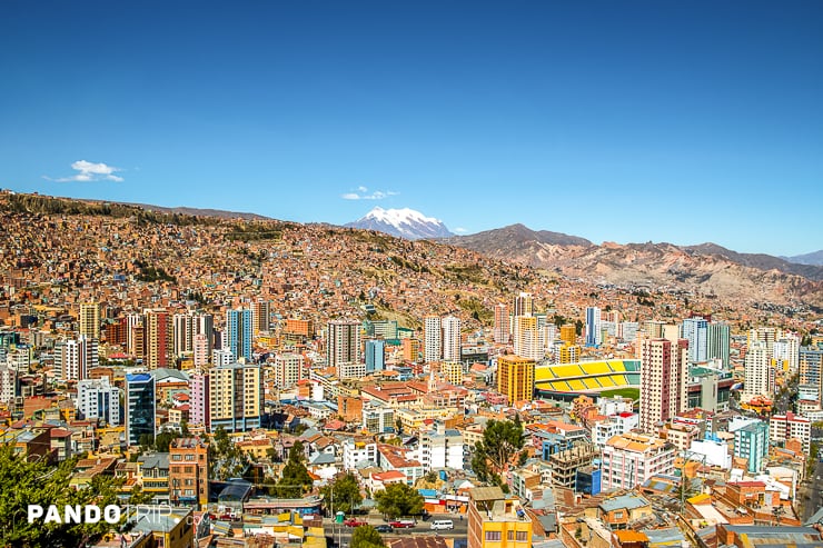 La Paz city with Illimani Mountain in background