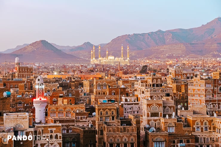 Panorama of Sanaa with Al Saleh Mosque