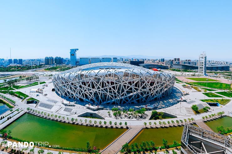 Aerial view of Beijing National Stadium during the day