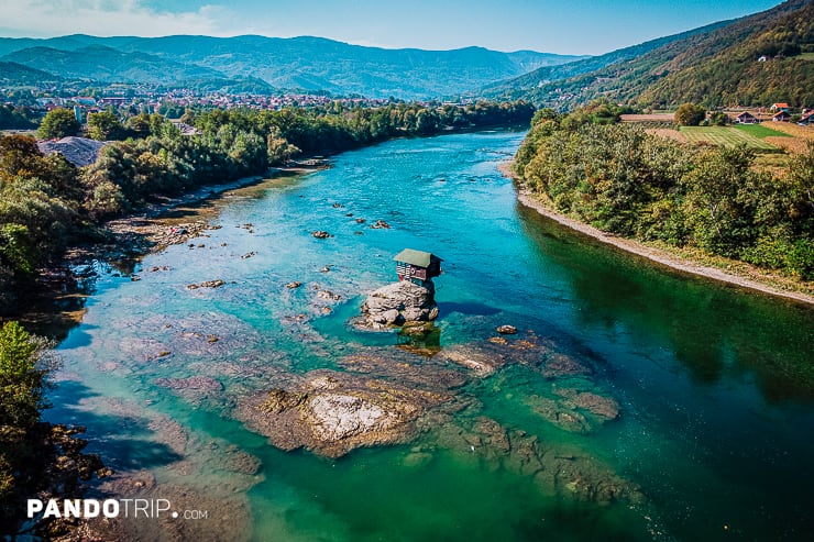 Aerial view of Drina River House
