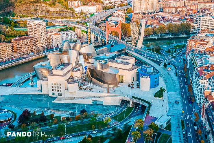 Aerial view of Guggenheim Museum Bilbao
