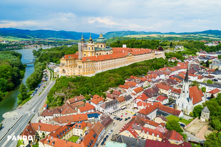 Aerial view of Melk Monastery