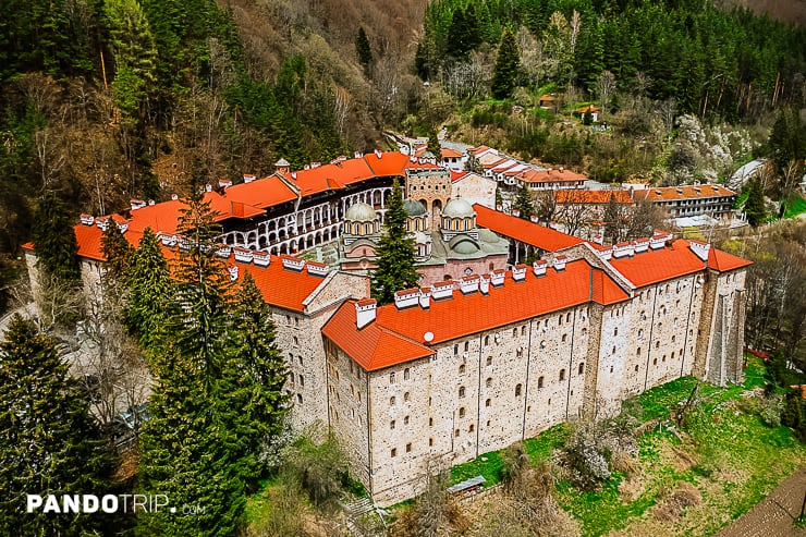 Aerial view of Rila Monastery