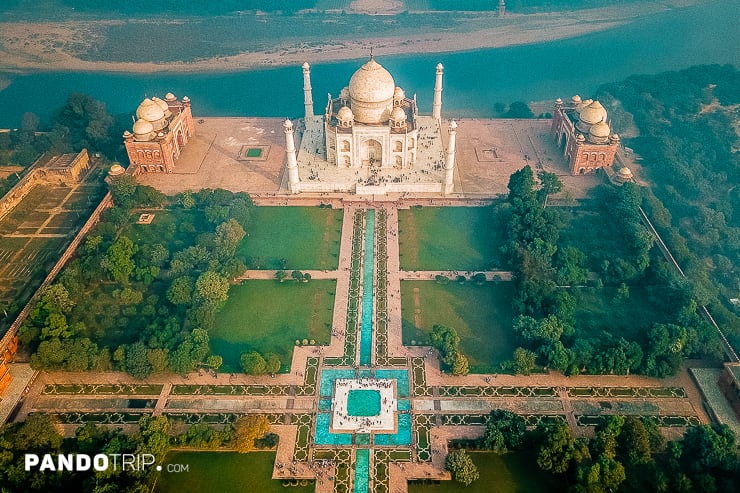 Aerial view of Taj Mahal