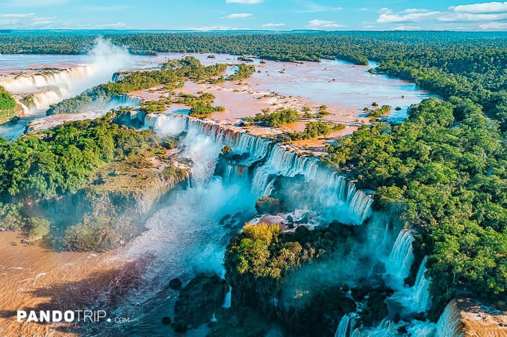 Aerial view of the Iguazu Falls in Brazil and Argentina