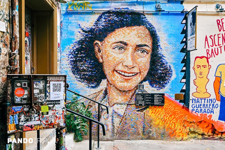 Anne Frank graffiti mural in Berlin