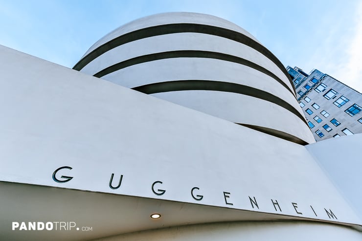 Close view of Solomon R. Guggenheim museum in New York City