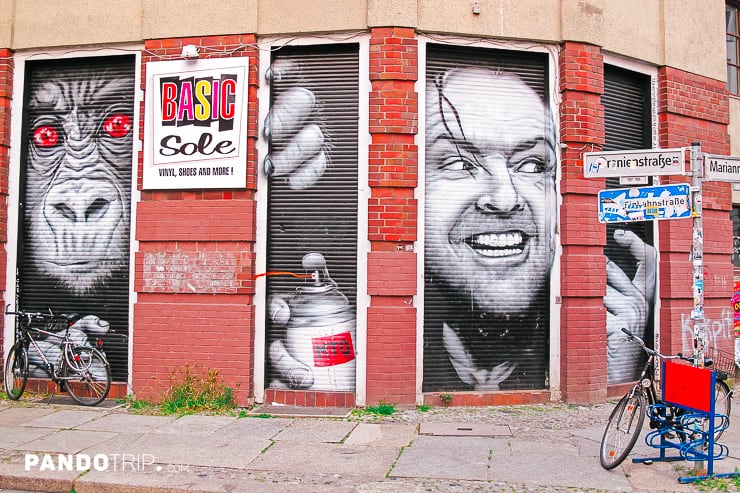 Jack Nicholson and monkey on a building in Kreuzberg, Berlin