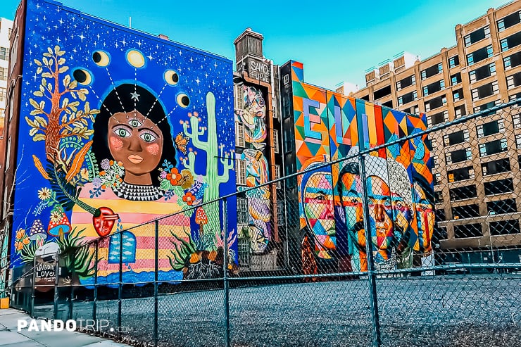 Mural on facade of City As School wall on Hudson street, NYC