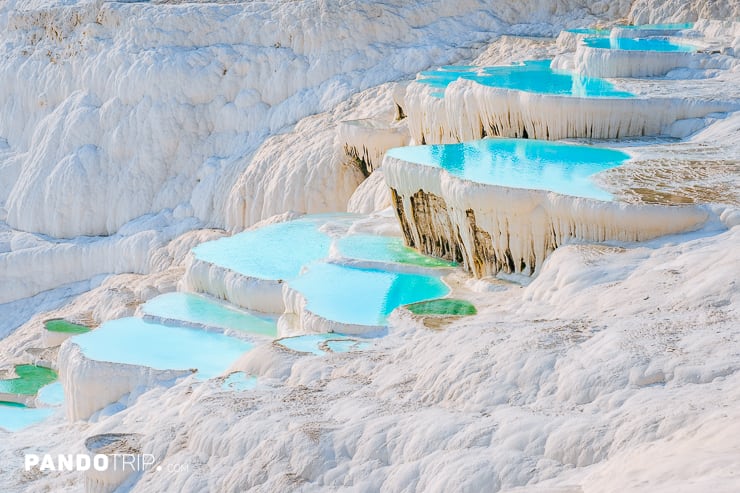 Natural travertine pools and terraces in Pamukkale, Turkey