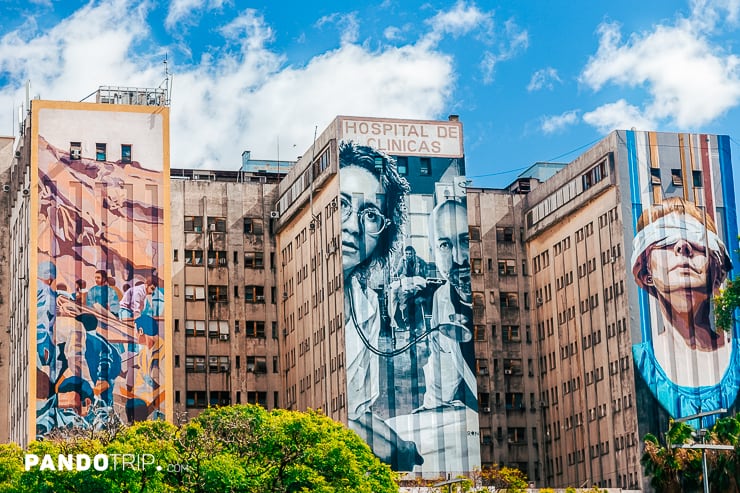 Painted Mural Facade of Hospital De Clinicas Jose De San Martin, Buenos Aires