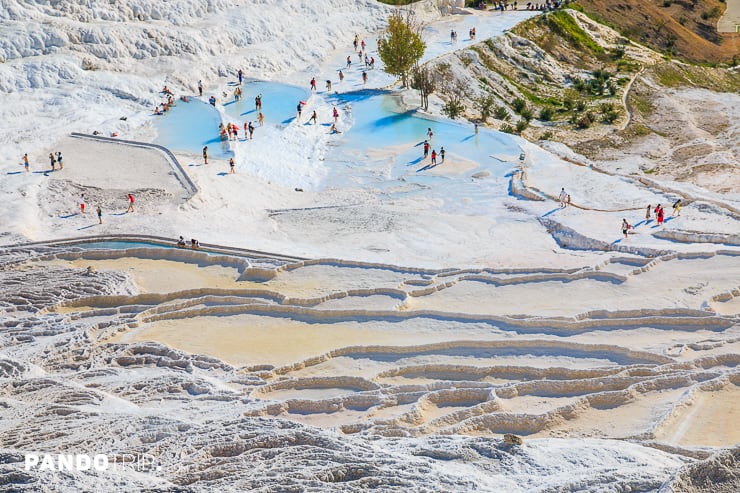 People visiting Pamukkale in Turkey